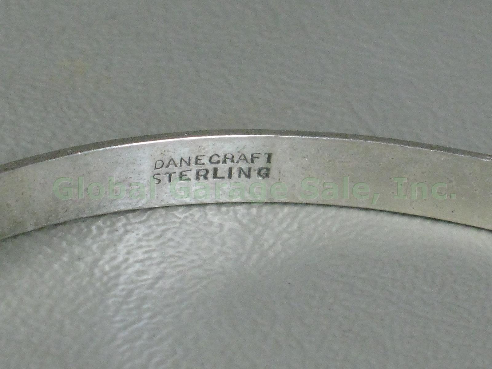4 Vtg Danecraft Sterling Silver Bangle Bracelet Lot Greek Key Floral Rolled Edge 4