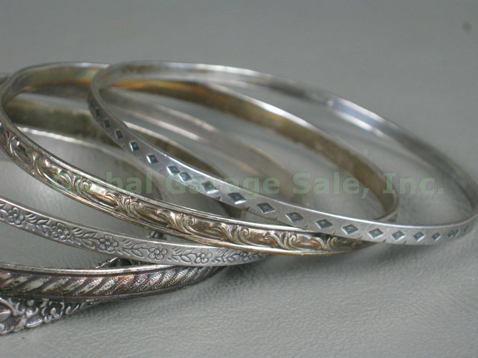 10 Vtg Sterling Silver Bangle Bracelets Lot 4.6 Ounces Braided Woven Rope Floral 4