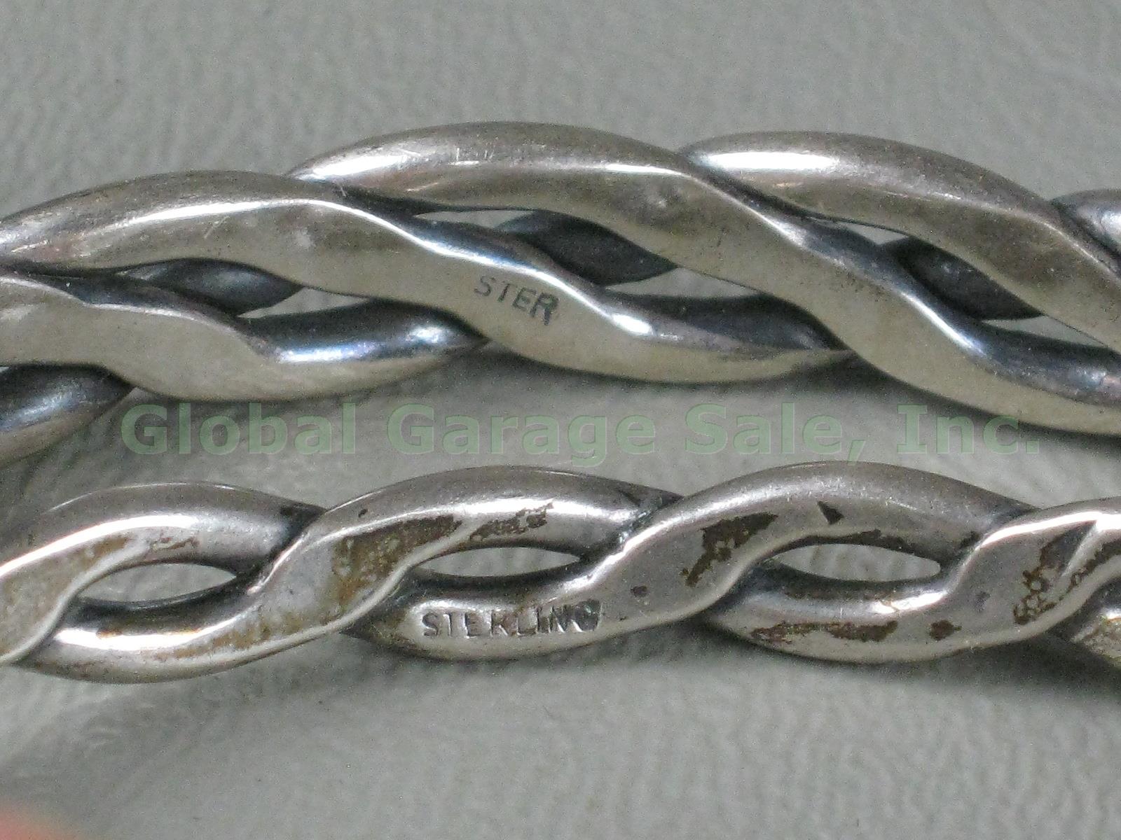 10 Vtg Sterling Silver Bangle Bracelets Lot 4.6 Ounces Braided Woven Rope Floral 5