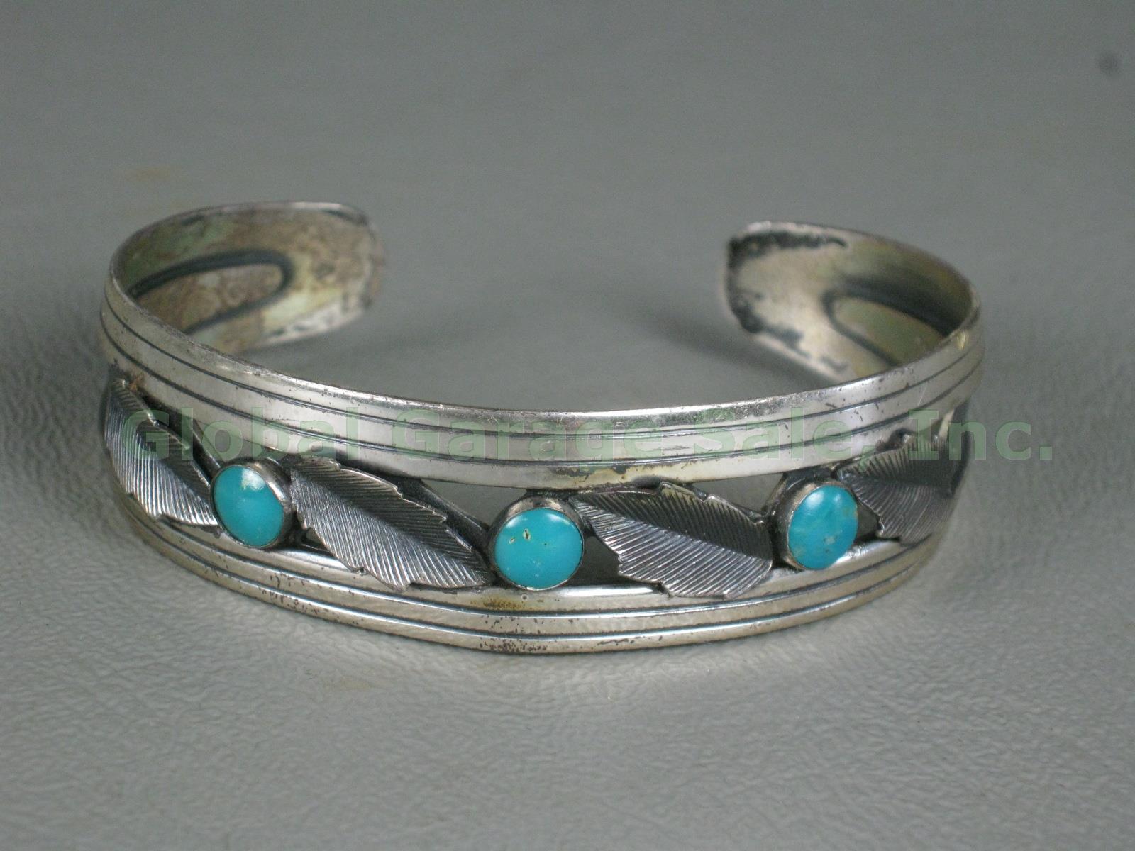 11 Vintage Sterling Silver Bracelets Lot 4.7 Ounces Bangle Cuff Turquoise NR! 1