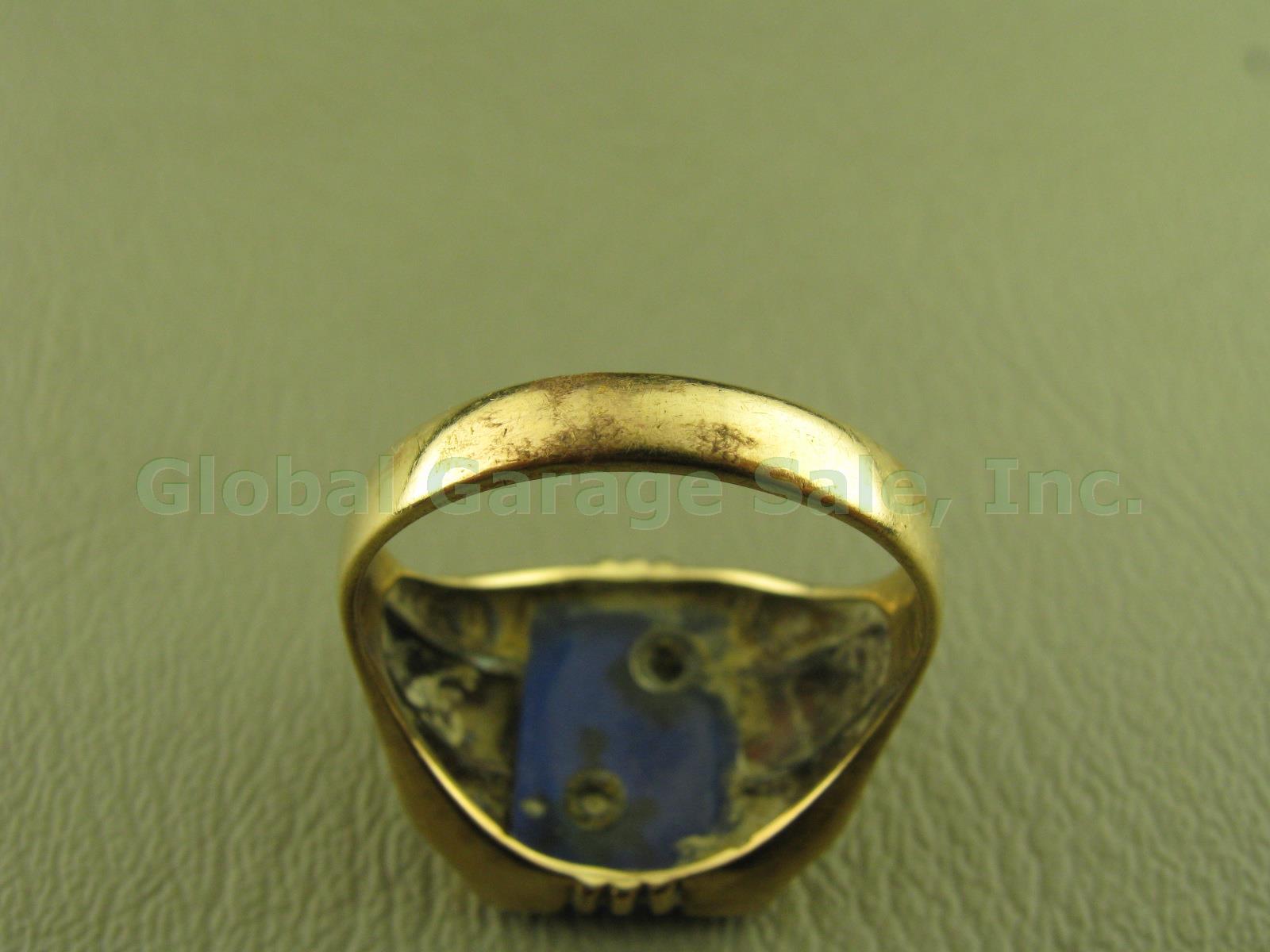 Vtg Mens Masonic 10k Gold Diamond Blue Lodge 3rd Degree Acrylic Topaz Ring 6.9g 4