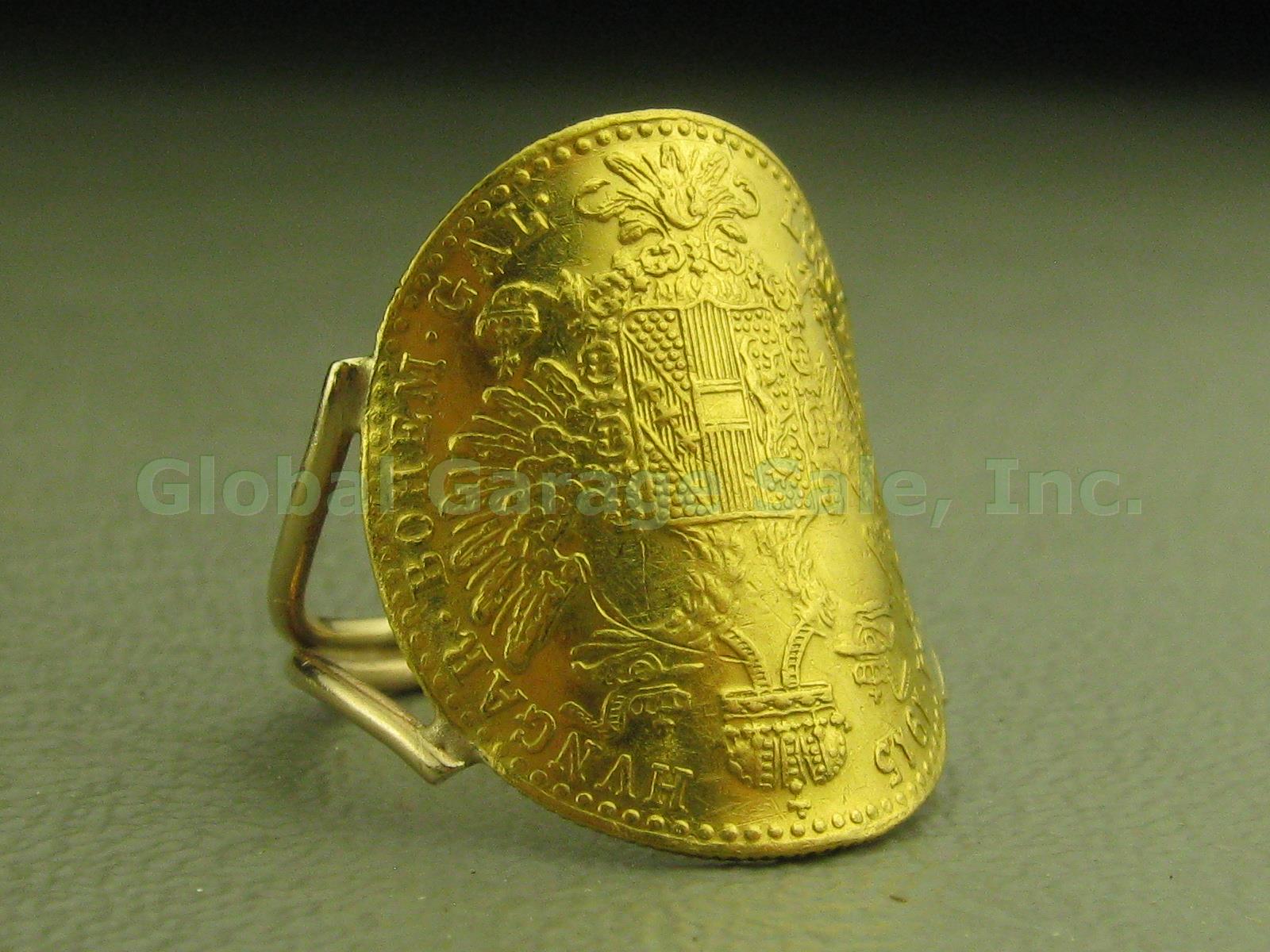 1915 Austria Avstriae Imperator IOS IDG Franc Ducat Gold Coin Ring 4.3g Sz 4.75