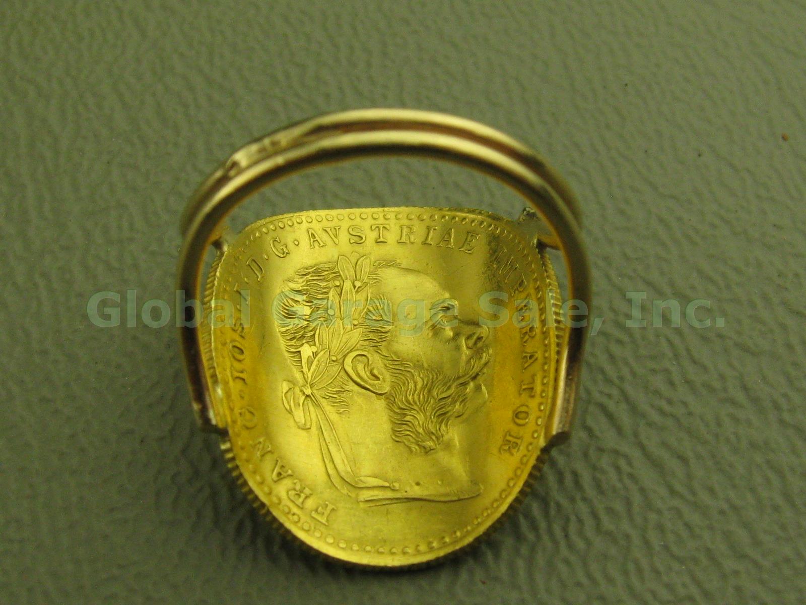 1915 Austria Avstriae Imperator IOS IDG Franc Ducat Gold Coin Ring 4.3g Sz 4.75 2