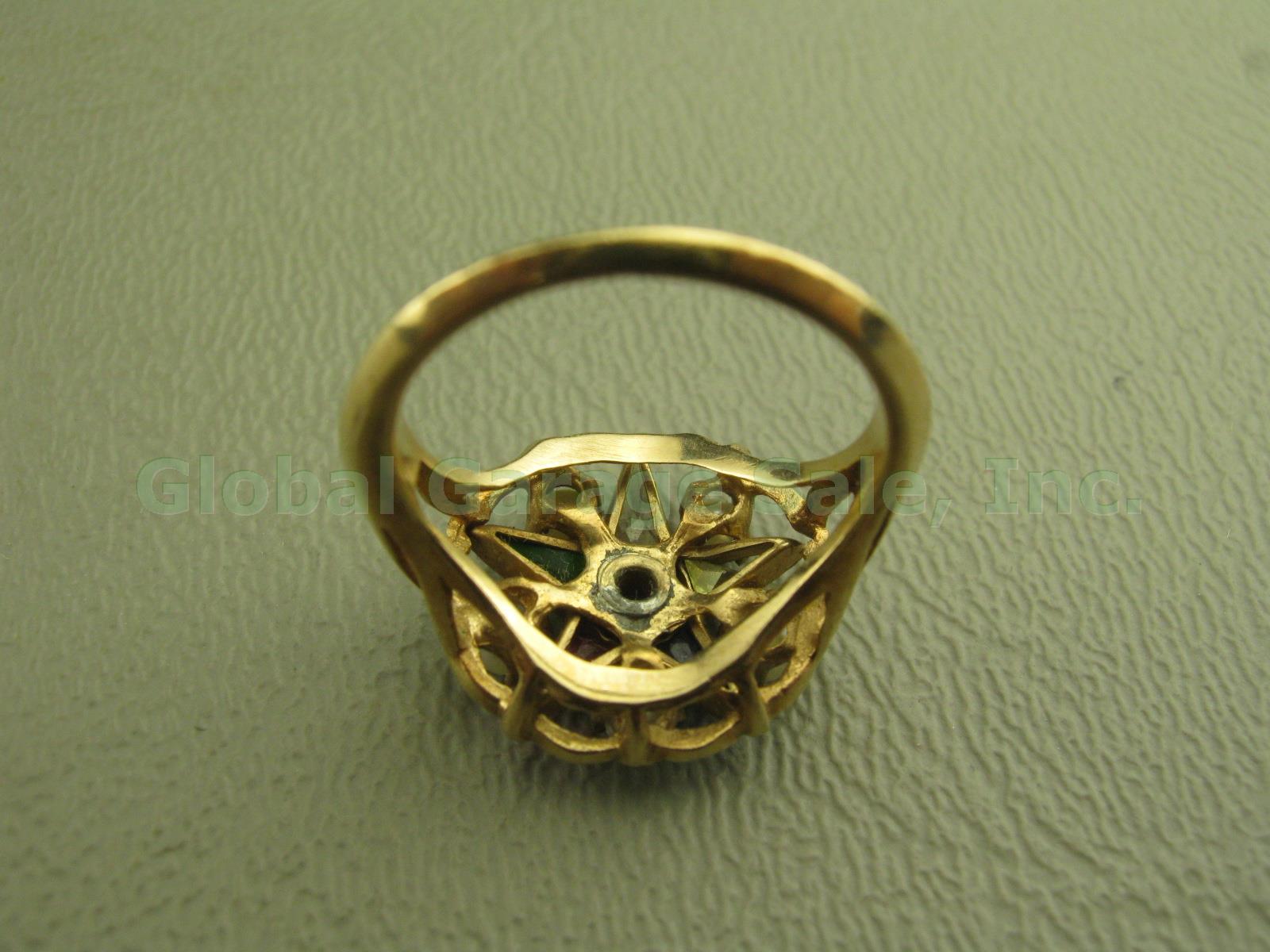 Vtg 10k Yellow Gold Mason Order Of The Eastern Star Diamond Pearl Ring 4.75 3.4g 3