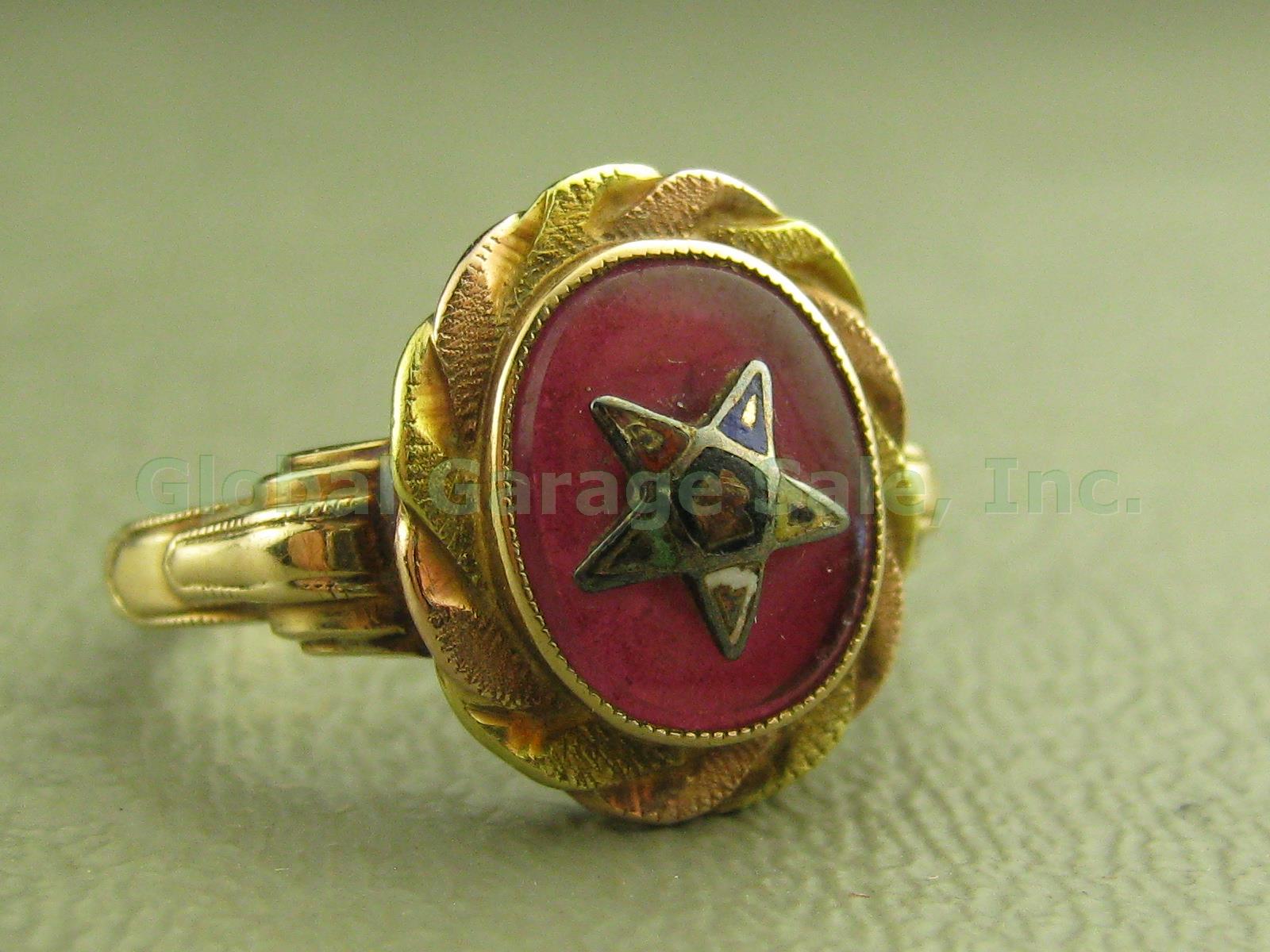 Vtg 10k Gold Mason Order Of The Eastern Star Ostby Barton Osbee Ring 5.25 2.6g