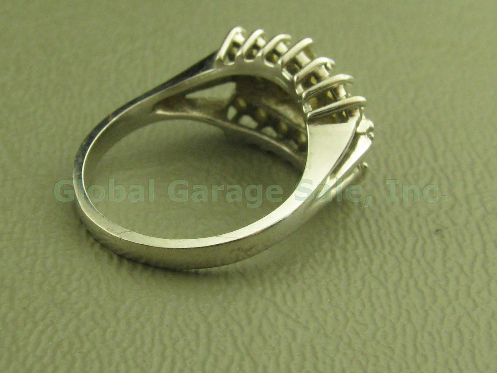 Vtg Tribute 14K 14KP White Gold 19 Diamond Engagement Ring Band .50ct 6.5 3.8g 4