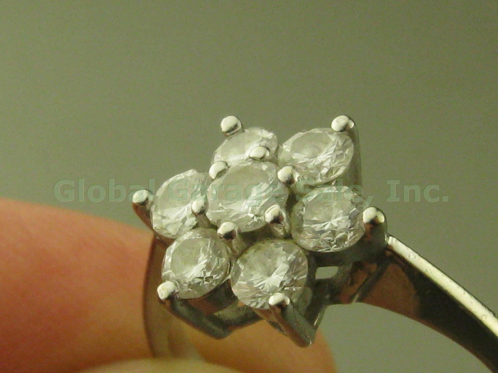 Ladies Vtg 14k White Gold 7-Stone Diamond Daisy Cluster Ring ODI Famor 5.5 2.8g 1