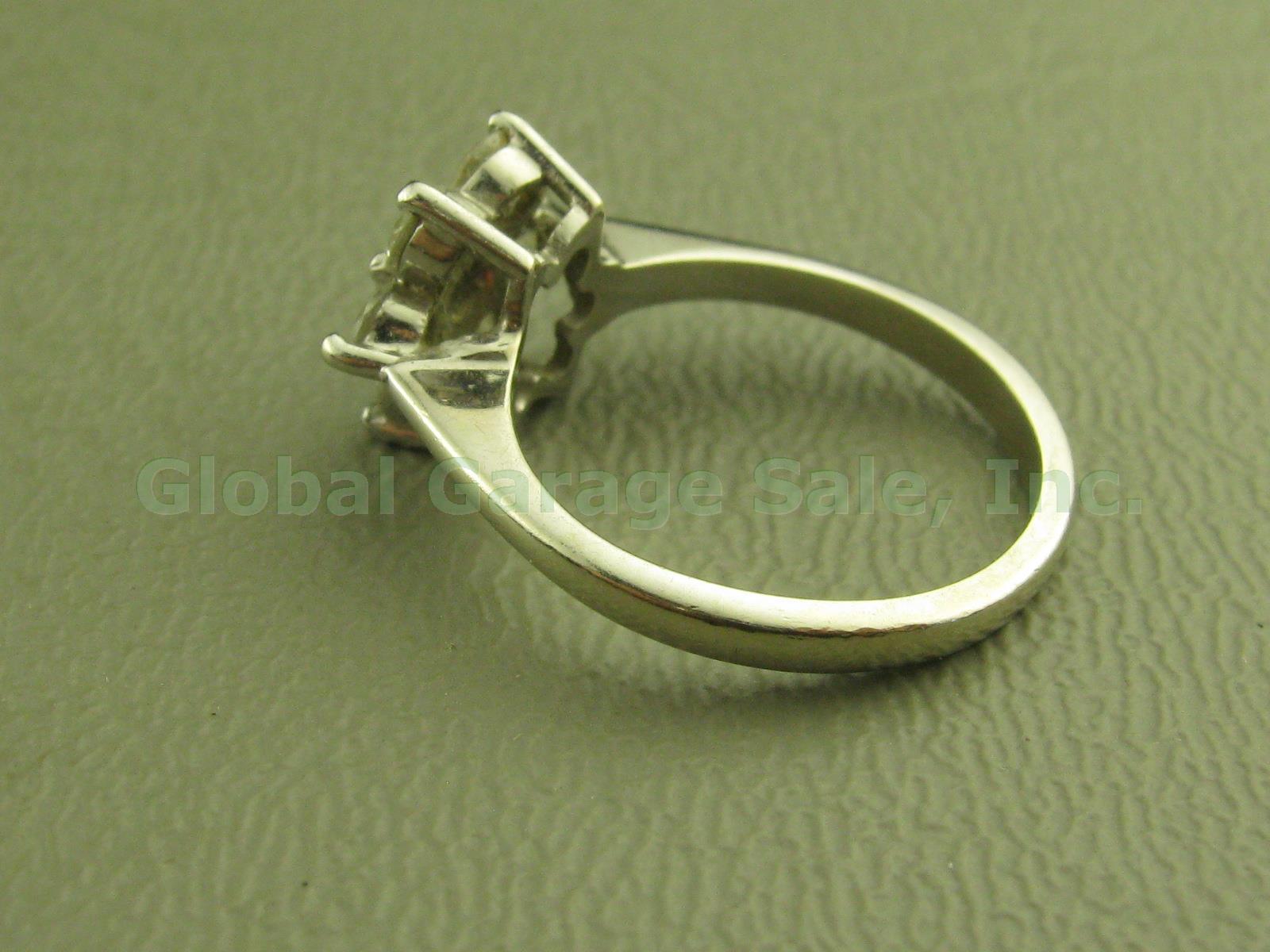 Ladies Vtg 14k White Gold 7-Stone Diamond Daisy Cluster Ring ODI Famor 5.5 2.8g 3