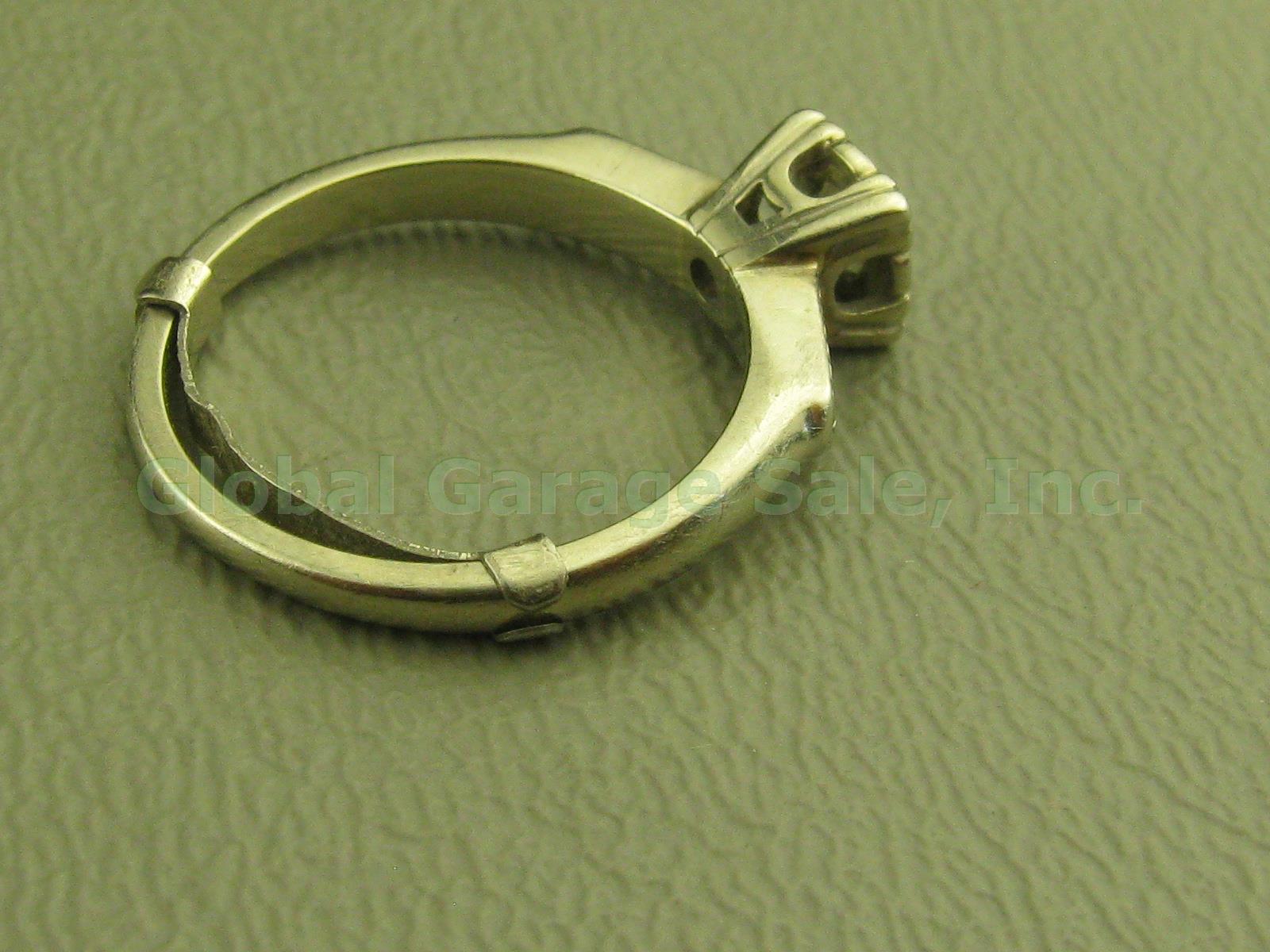 Vtg 14k White Gold Diamond Solitaire Engagement Ring Band W/Insert 4.25-4.5 2.9g 4