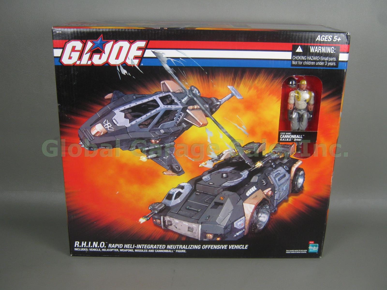 GI Joe NIB Sealed RHINO w/ Cannonball Figure Helicopter Weapons Missiles NO RES!
