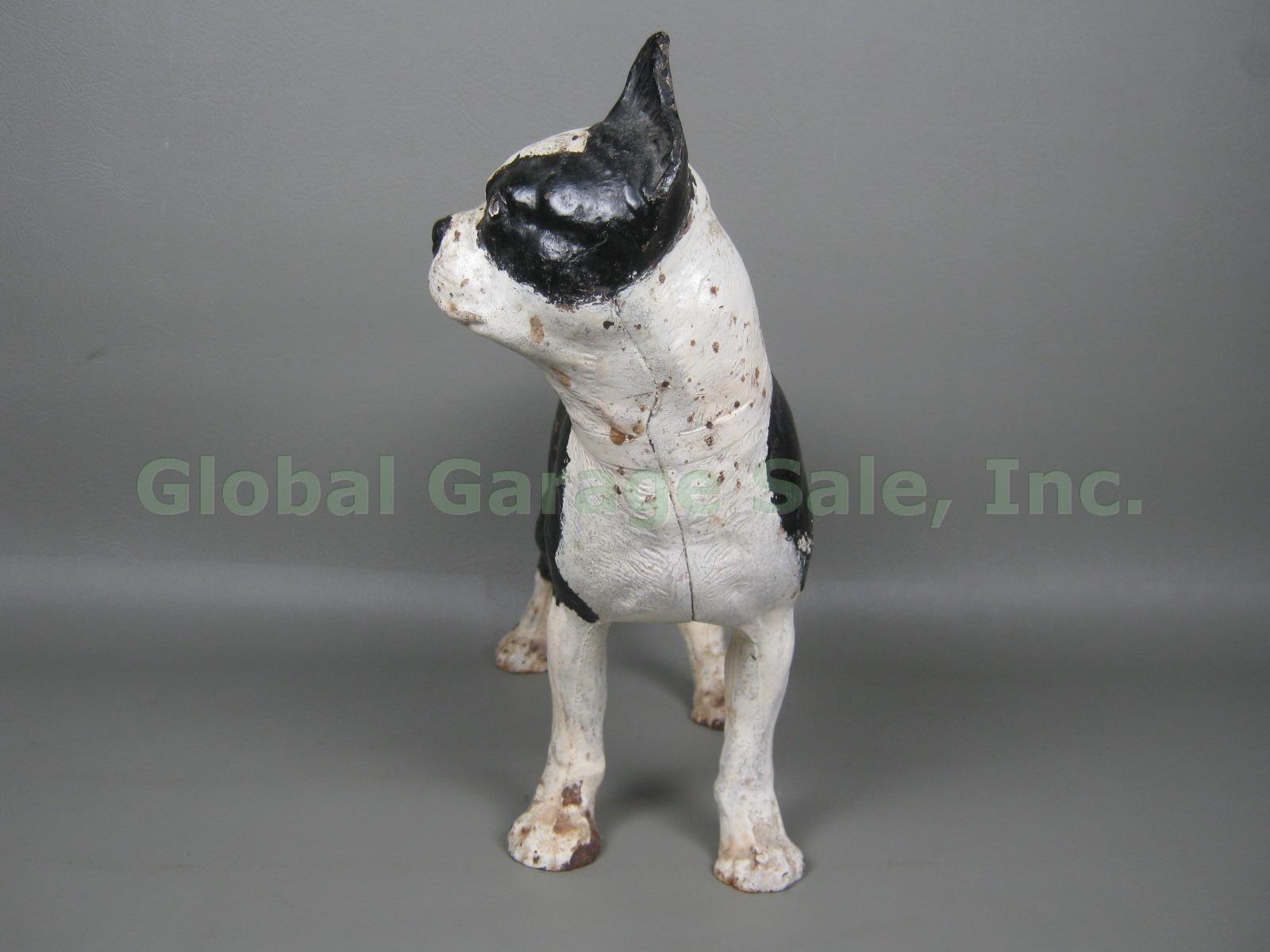 Vtg Antique Cast Iron Boston Terrier Dog Doorstop 10.5" Tall 8 lbs Hubley? NR! 3