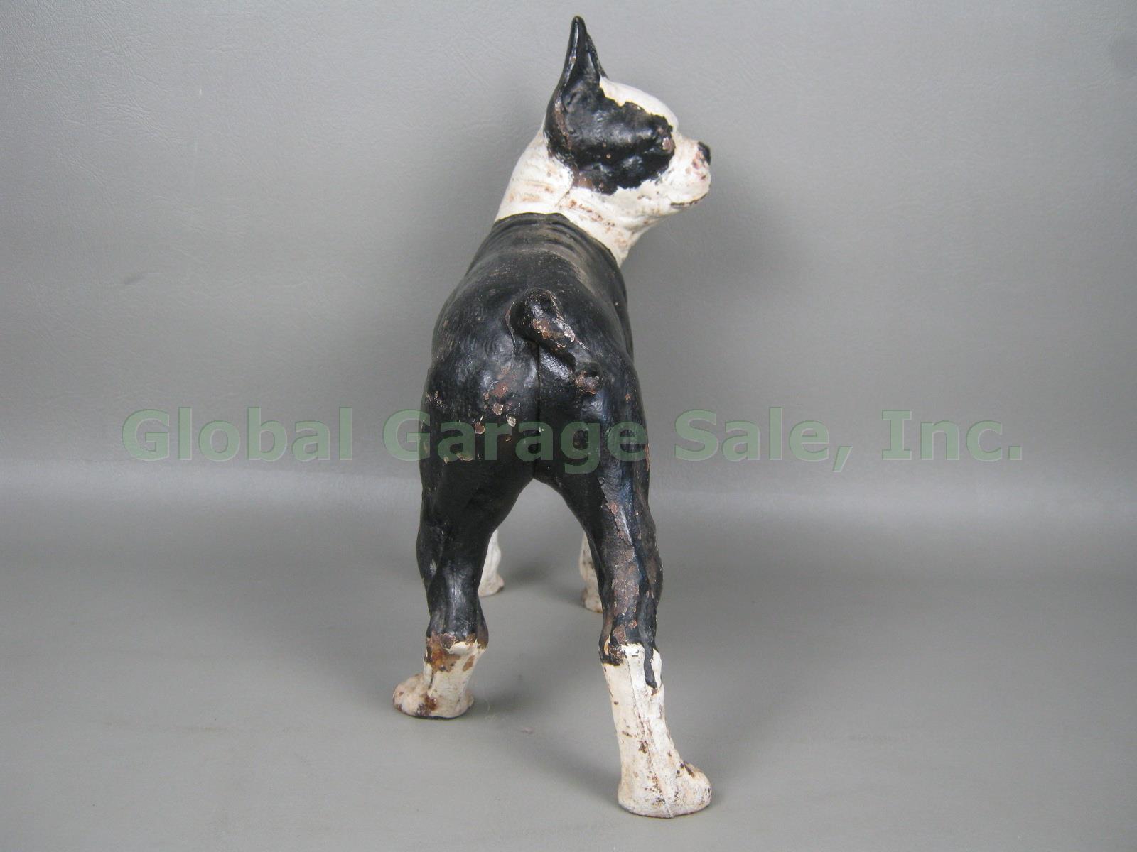 Vtg Antique Cast Iron Boston Terrier Dog Doorstop 10.5" Tall 8 lbs Hubley? NR! 4