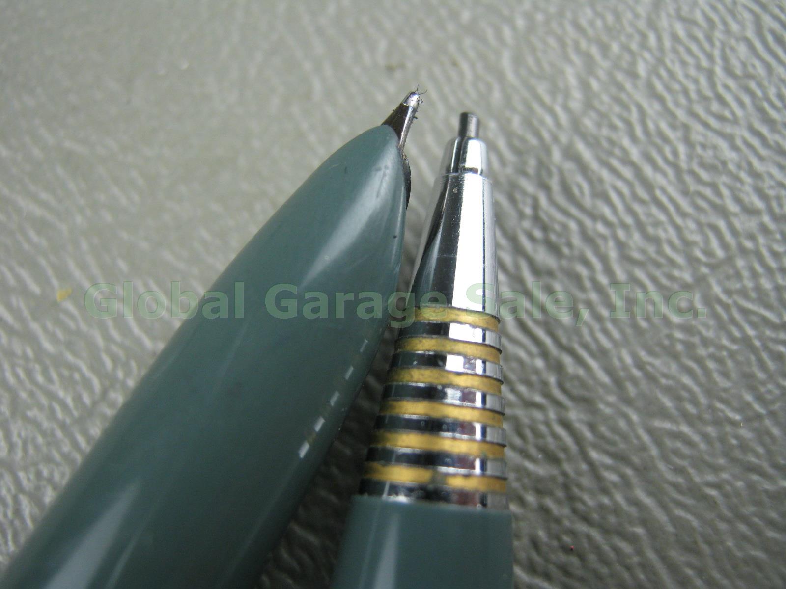 Vtg Parker 51 Aerometric Navy Grey Fountain Pen Mechanical Pencil Set W/ Nib Tip 5