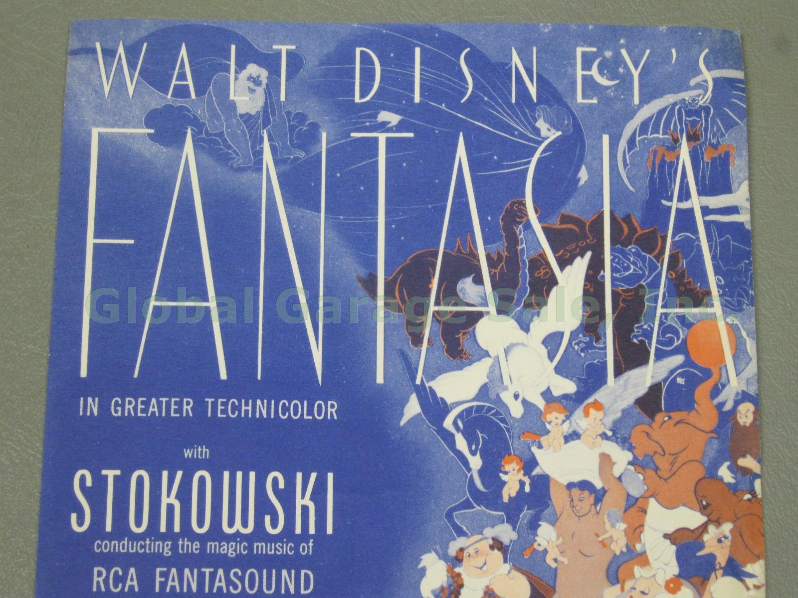 RARE Vtg 1941 Walt Disney Fantasia Movie Poster Flyer Majestic Theatre Boston NR 1