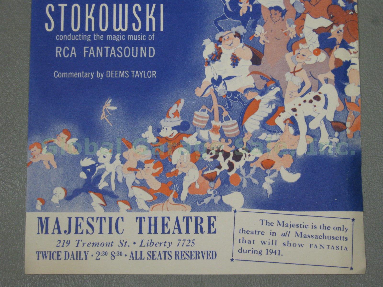 RARE Vtg 1941 Walt Disney Fantasia Movie Poster Flyer Majestic Theatre Boston NR 2