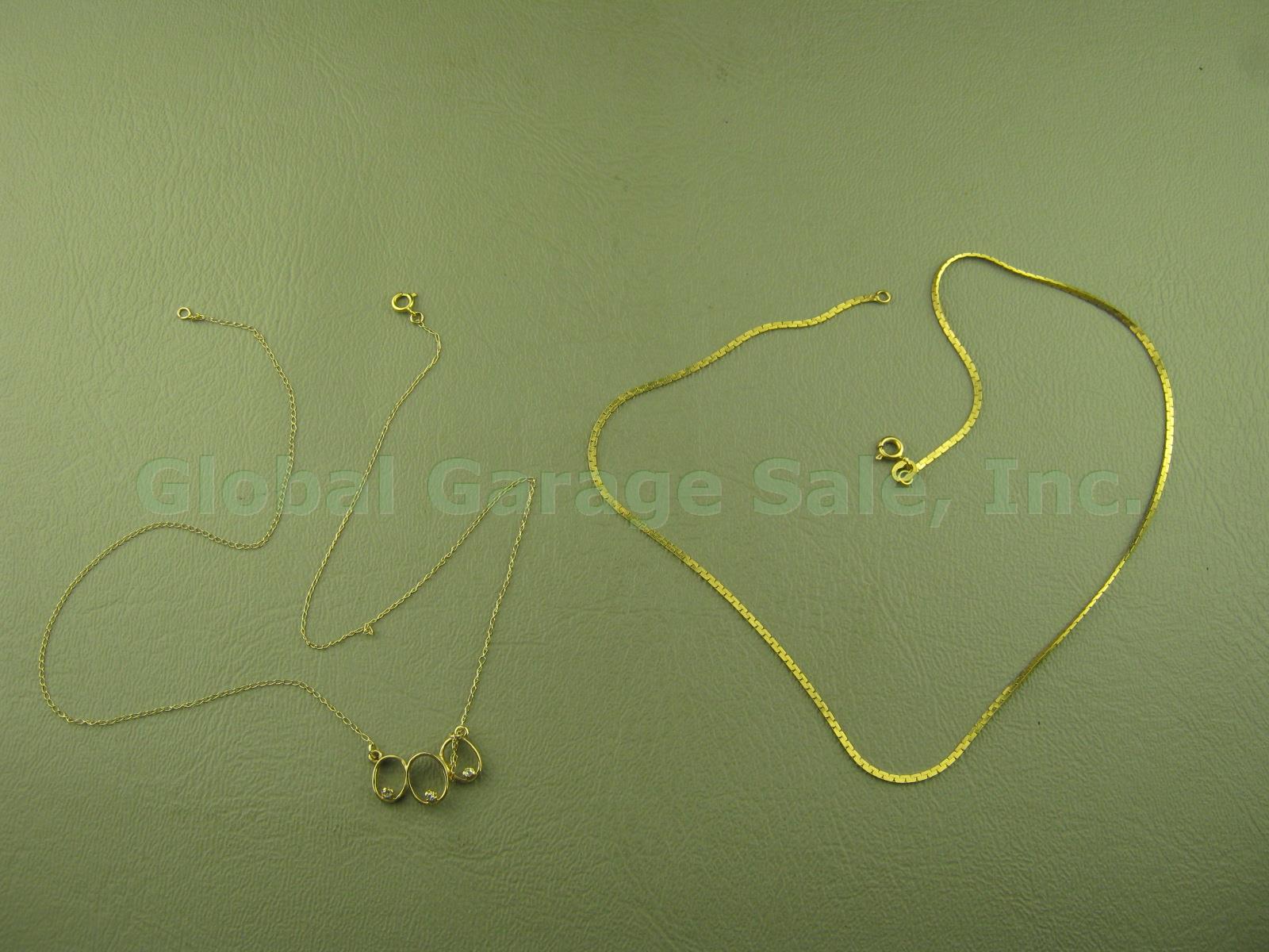 2 Vintage 14k Yellow Gold Chain Necklaces Lot Diamond 5.1 Grams No Reserve Price