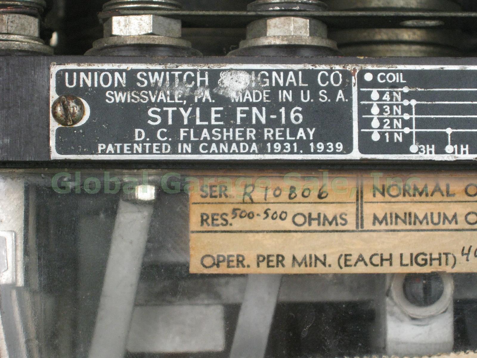 Vtg 1946 Union Switch & Signal FN-16 Flasher Relay PRR AC&Y Ohio Railroad Works! 5
