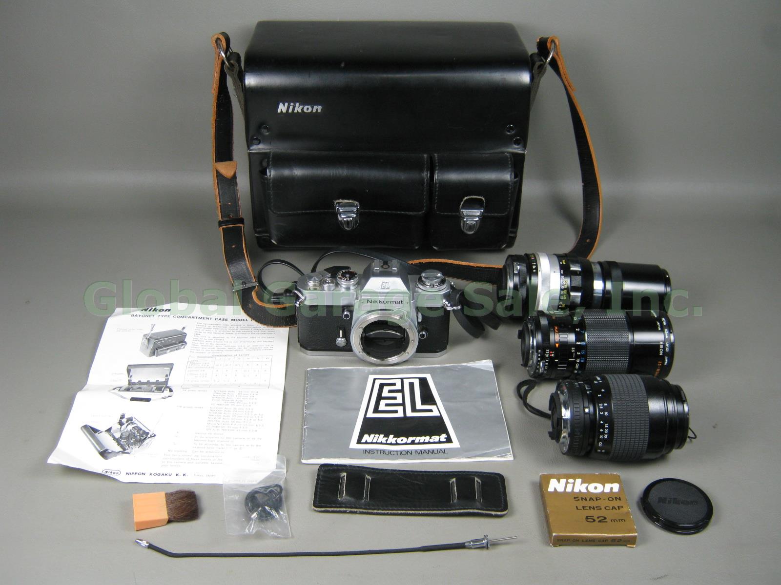 Nikkormat EL + Nikkor-Q 200mm 1:4 Zoom Lens Nikon FB5 Case Kiron 35-135mm Macro