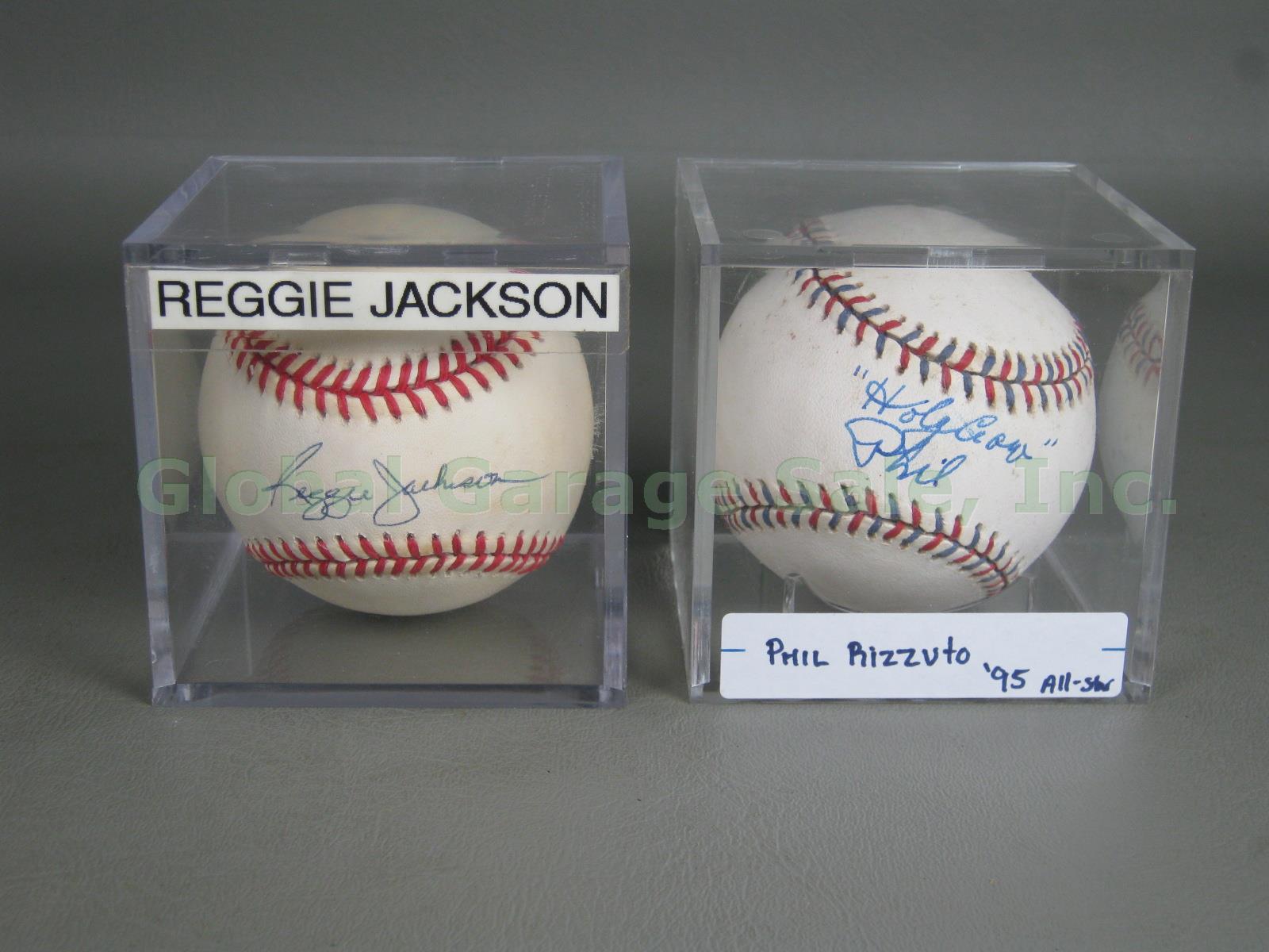 2 Signed Baseballs Phil Holy Cow Rizutto Reggie Jackson NY Yankees Hall Of Fame