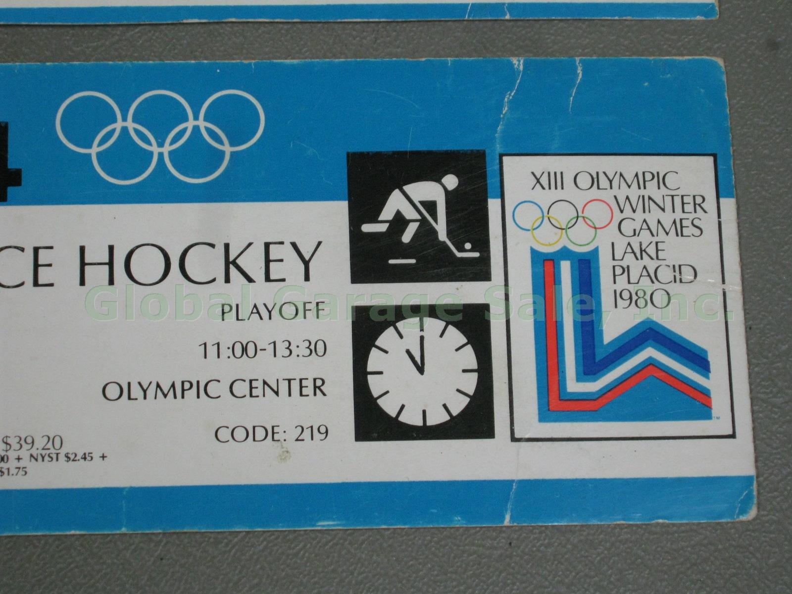 2 Original Tickets 1980 Lake Placid Olympic Games Gold Medal Ice Hockey Game NR! 2