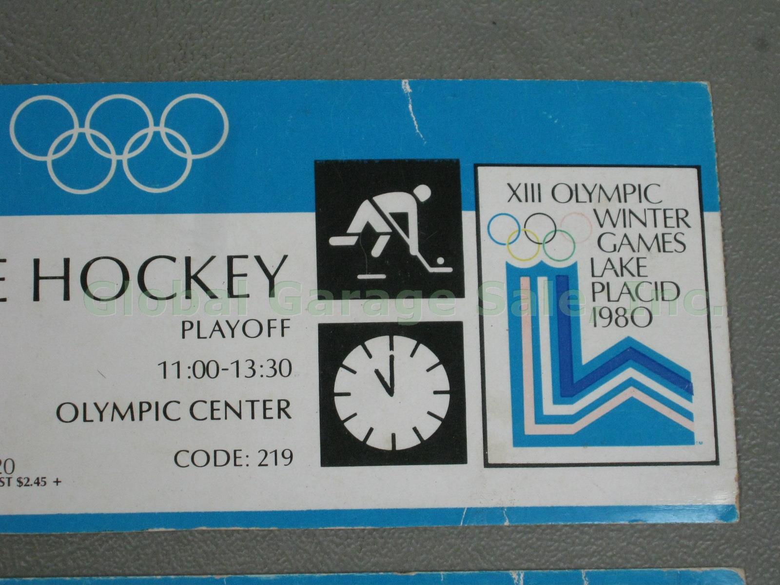 2 Original Tickets 1980 Lake Placid Olympic Games Gold Medal Ice Hockey Game NR! 4