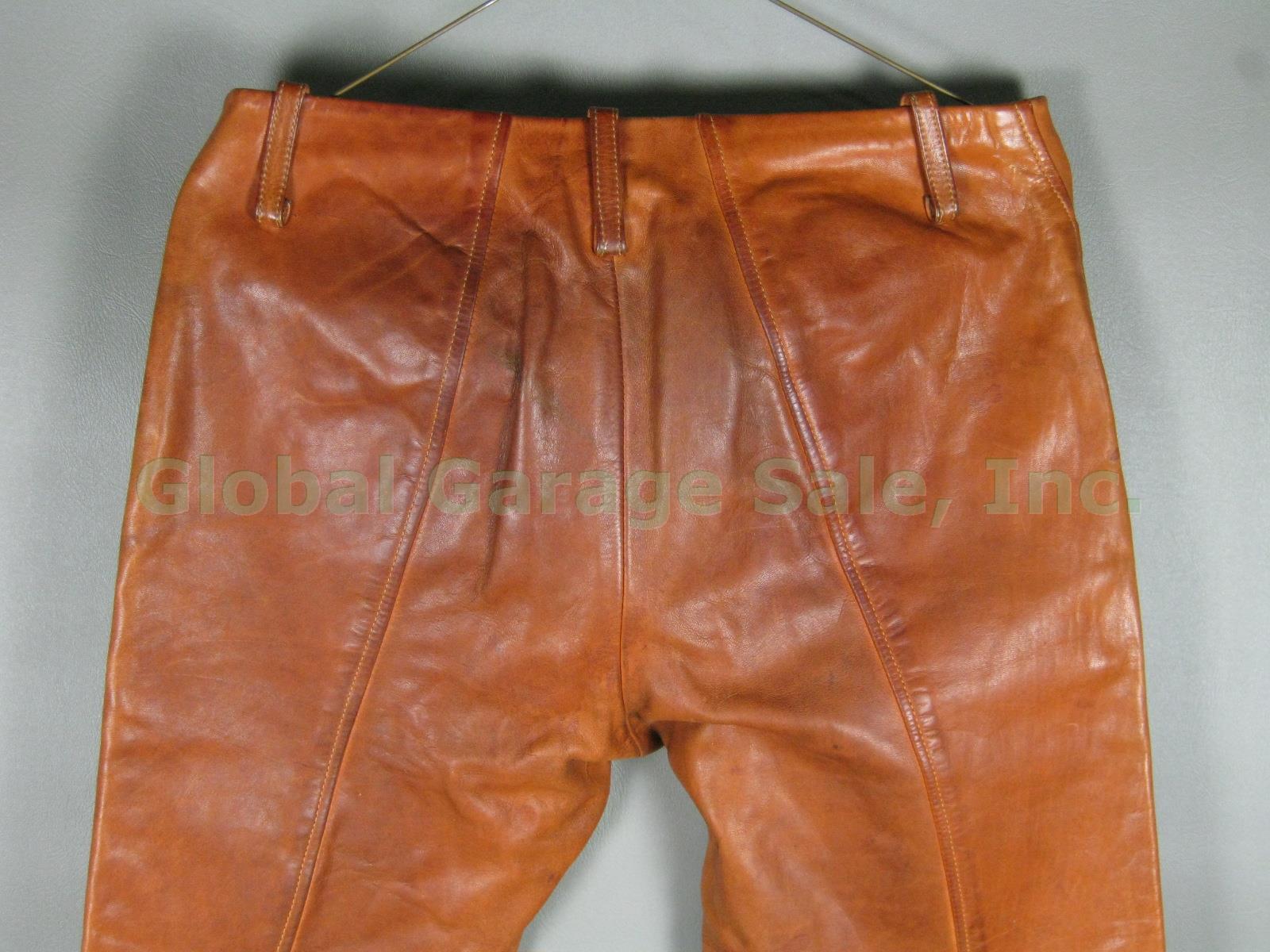 Vtg 1960s 1970s Vermont Made Leather Bell Bottom Hippie Rock Star Pants 31" x32" 5