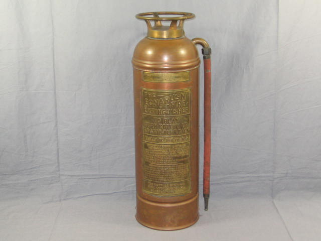 Antique Copper + Brass Fire Extinguisher Ecnarusni 2.5G