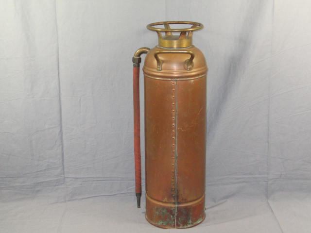 Antique Copper + Brass Fire Extinguisher Ecnarusni 2.5G 1