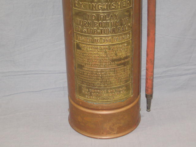 Antique Copper + Brass Fire Extinguisher Ecnarusni 2.5G 3