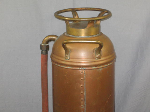 Antique Copper + Brass Fire Extinguisher Ecnarusni 2.5G 5