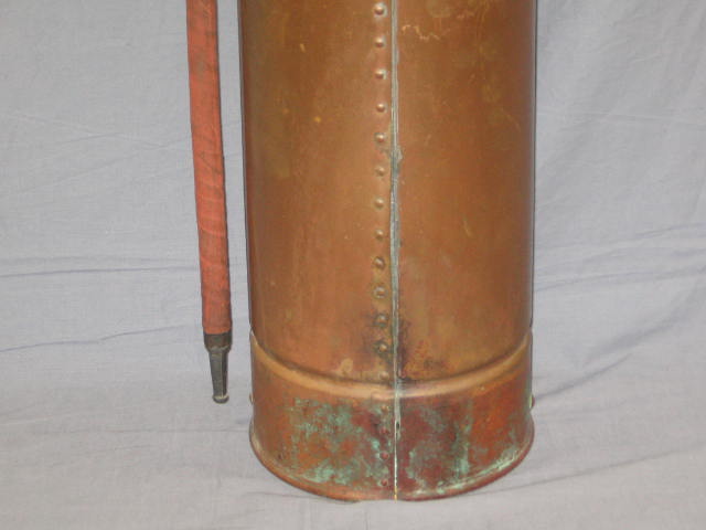 Antique Copper + Brass Fire Extinguisher Ecnarusni 2.5G 6