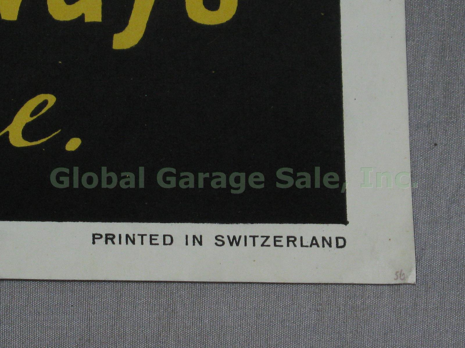 Vtg 1956 Mount Pilatus Swiss Travel Poster Lucerne Switzerland Railway Cable Car 6