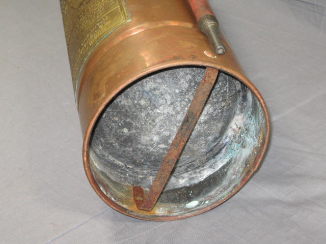 Antique Copper + Brass Fire Extinguisher Ecnarusni 2.5G 8