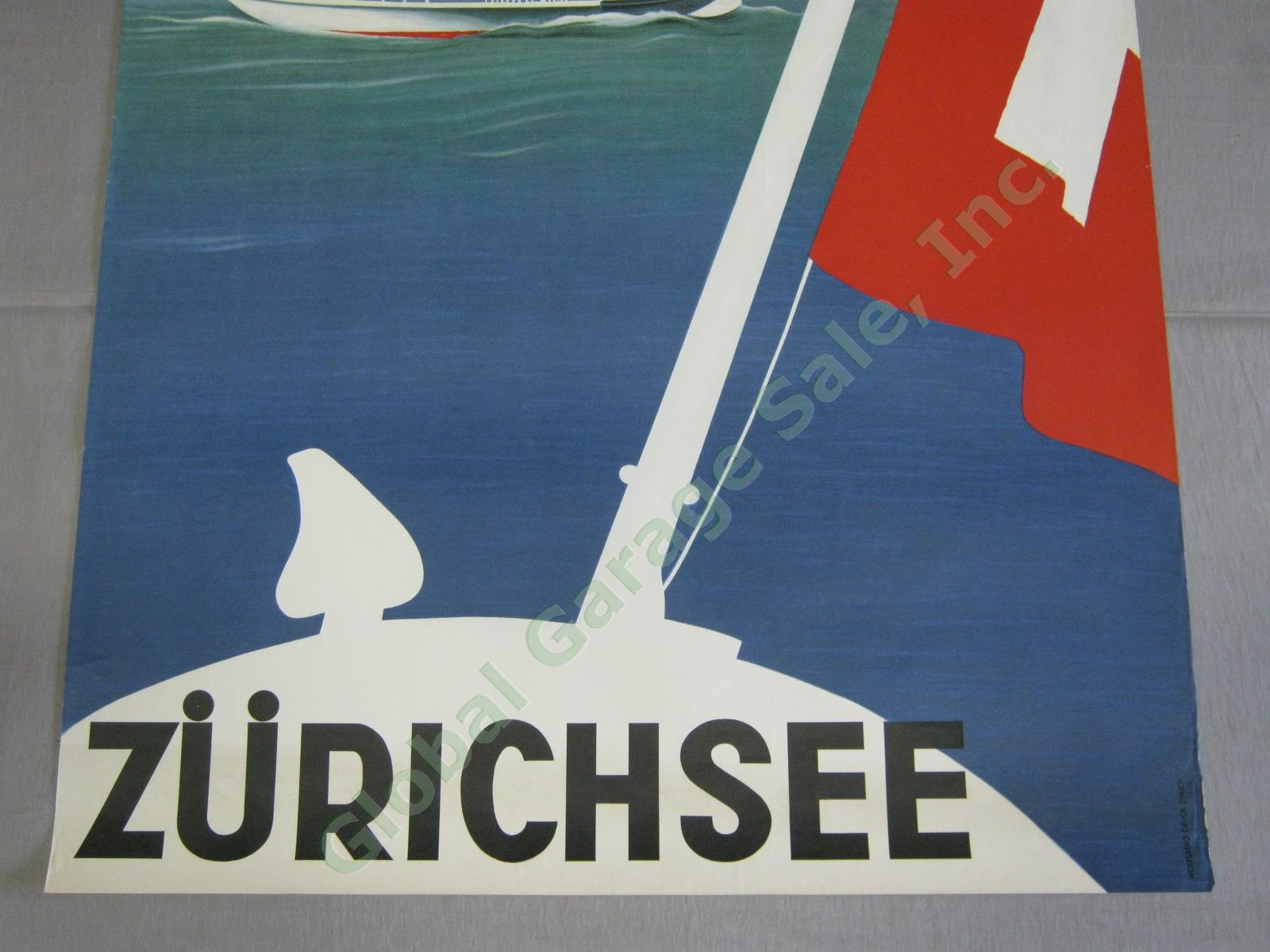 Vintage Otto Baumberger Zurichsee Lake Zurich Swiss Travel Poster Switzerland 2