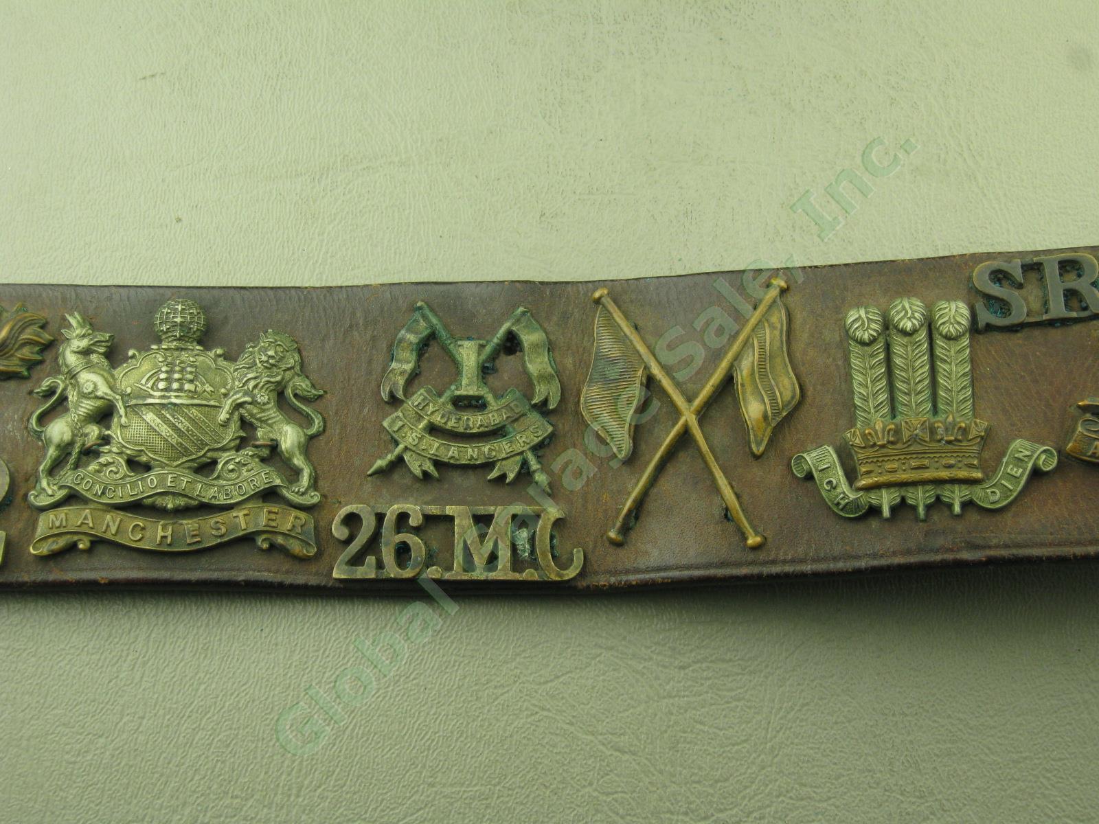 Vtg Original WWI Leather Army Hate Souvenir Button Badge Belt Australia Scotland 3