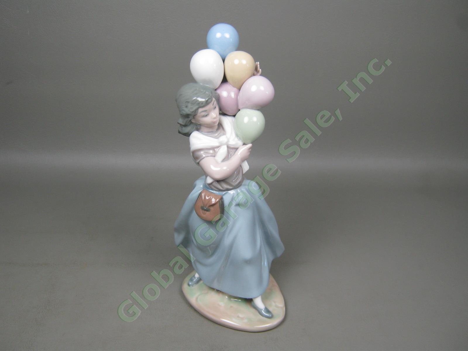 Vtg Retired Lladro Glossy Glazed Porcelain Balloon Seller Girl Figurine 10" 5141