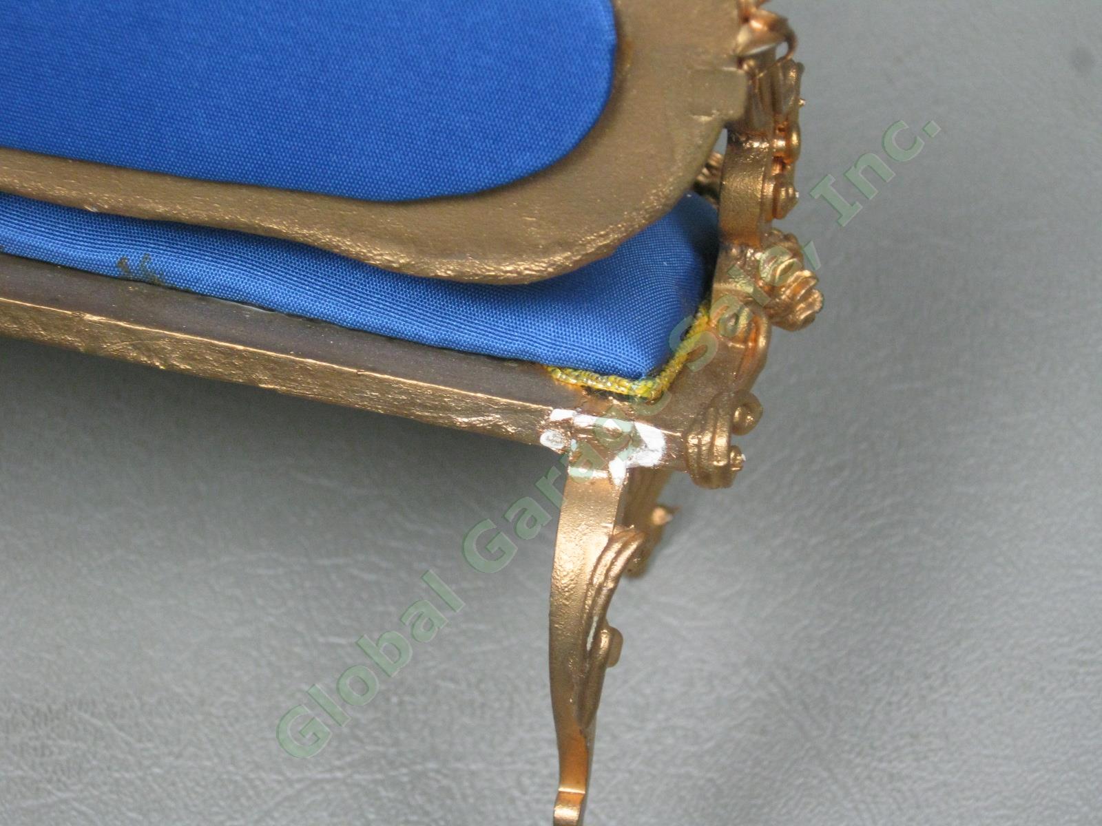 Vtg Spielwaren Boutique Szalasi Ornate Gold Rococo Dollhouse Chairs + Settee Set 6