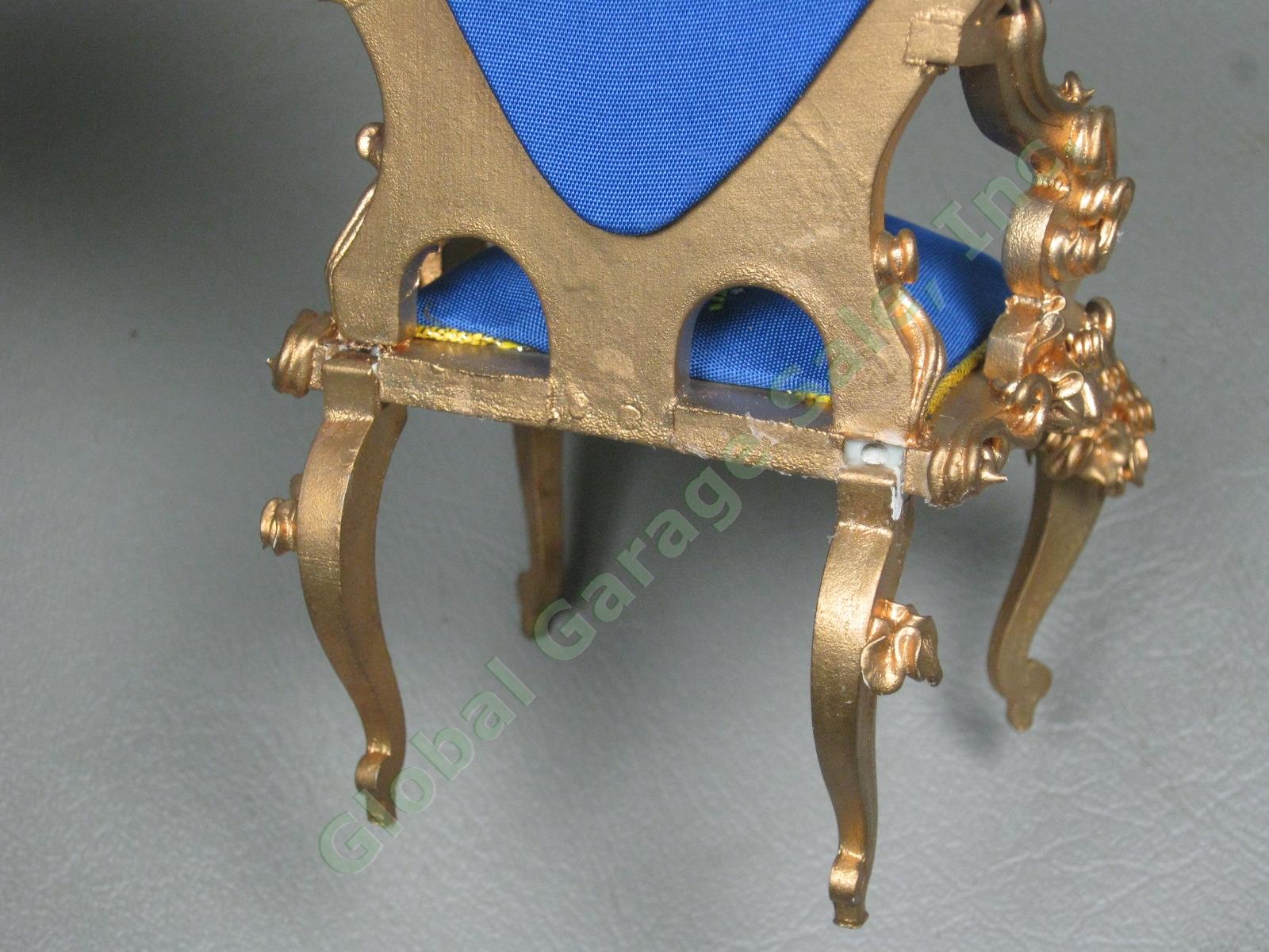 Vtg Spielwaren Boutique Szalasi Ornate Gold Rococo Dollhouse Chairs + Settee Set 7