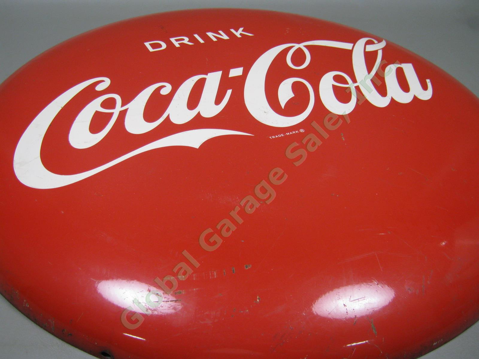 Huge Vtg 24" Drink Coca-Cola Round Convex Porcelain Metal Button Soda Sign AM115 1