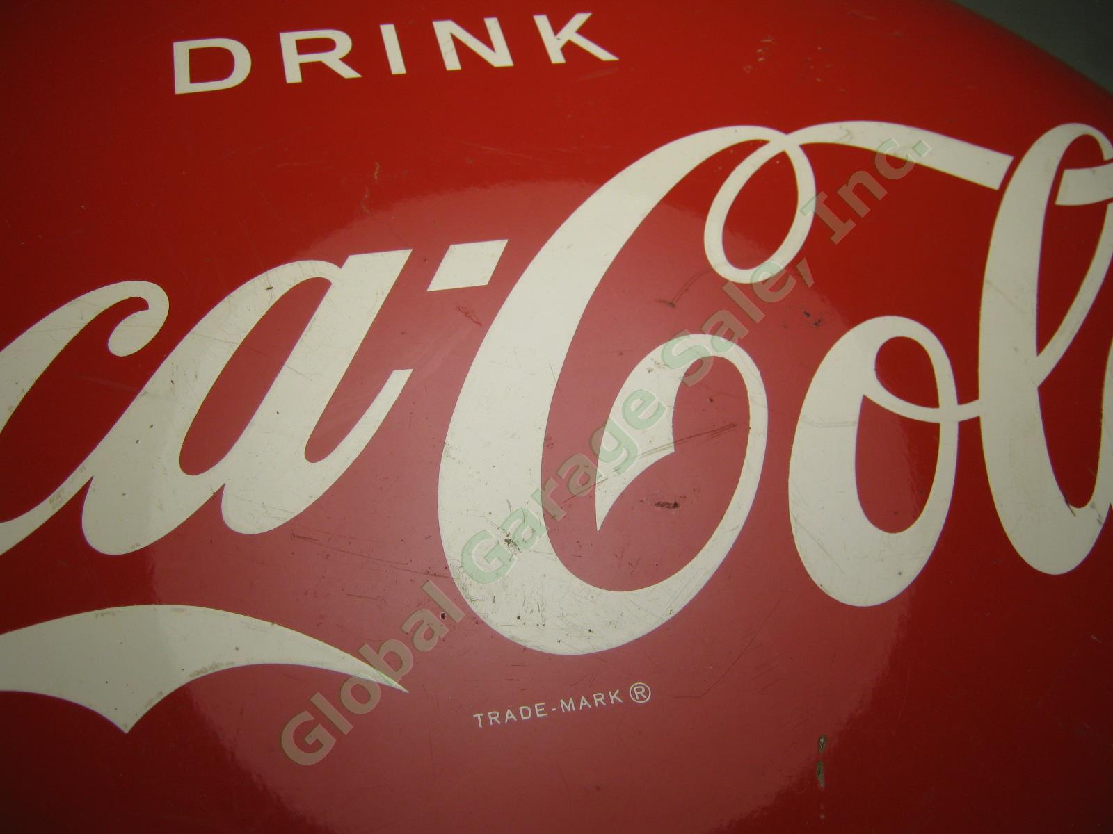 Huge Vtg 24" Drink Coca-Cola Round Convex Porcelain Metal Button Soda Sign AM115 2