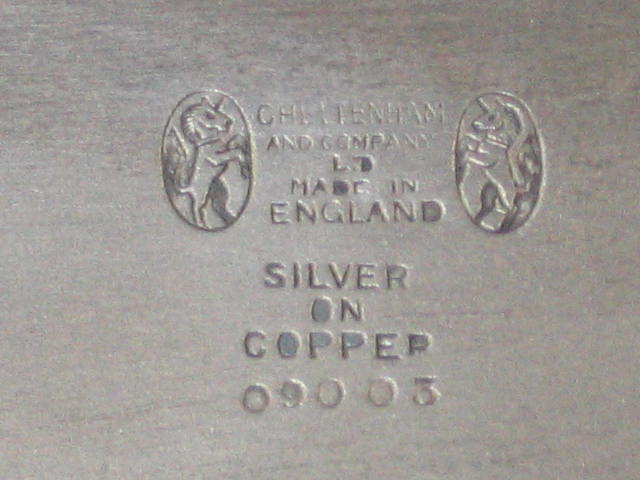 Cheltenham English Silver on Copper Serving Tray 09003 7