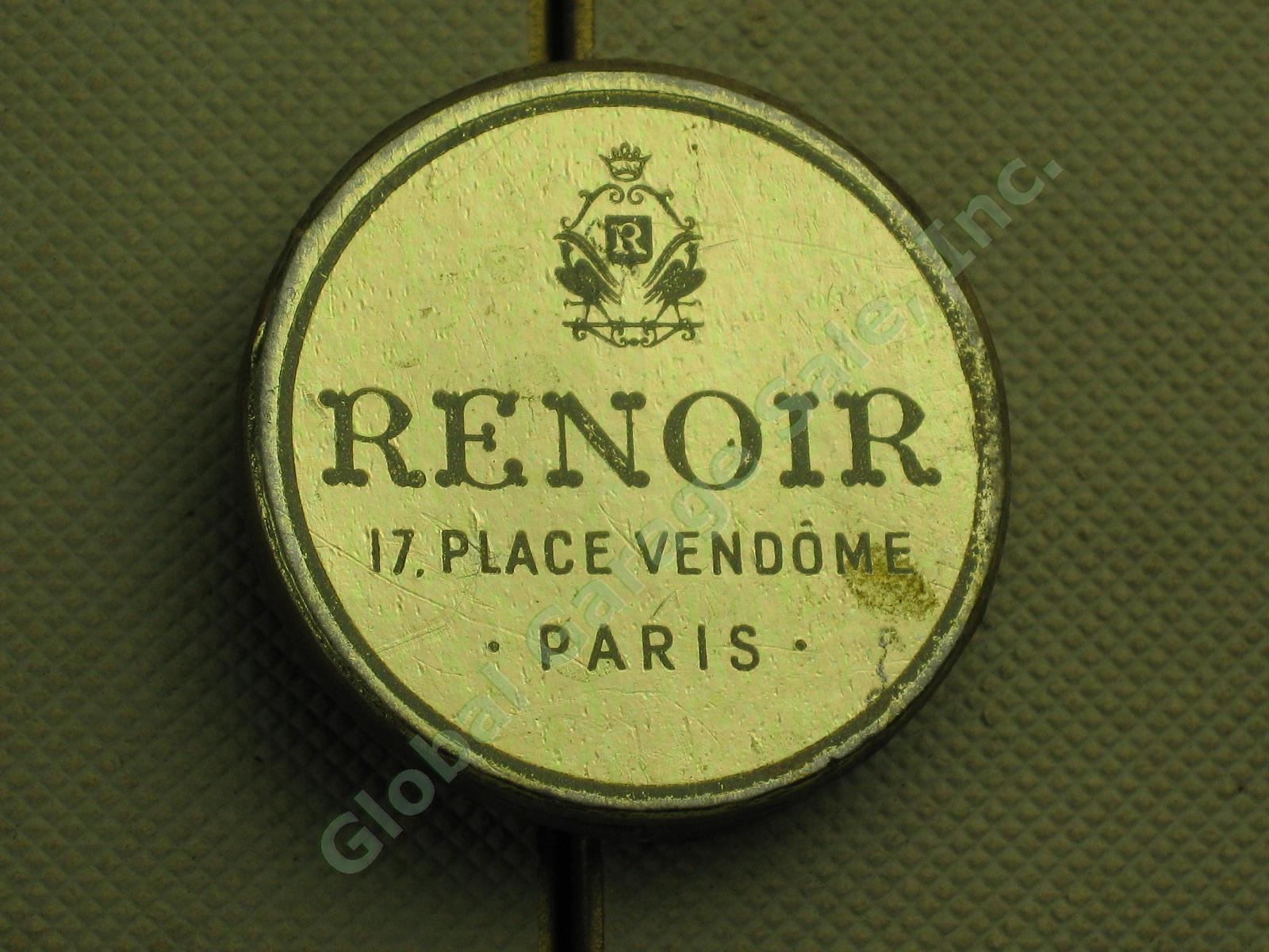 Vtg Antique 3.75" Messager de Renoir Paris Perfume Bottle W/ Stopper/Dauber +Box 7