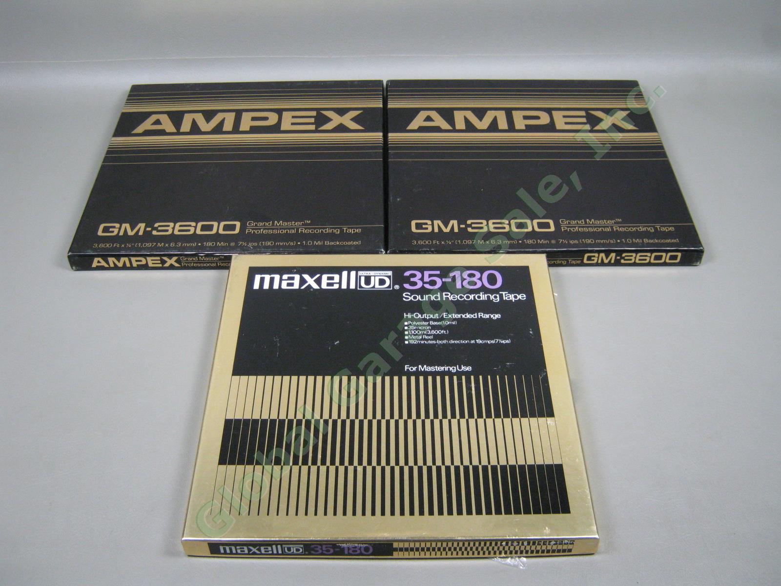 2 Ampex GM-3600 Grand Master Professional + 1 Maxell 35-180 Tapes On Metal Reels