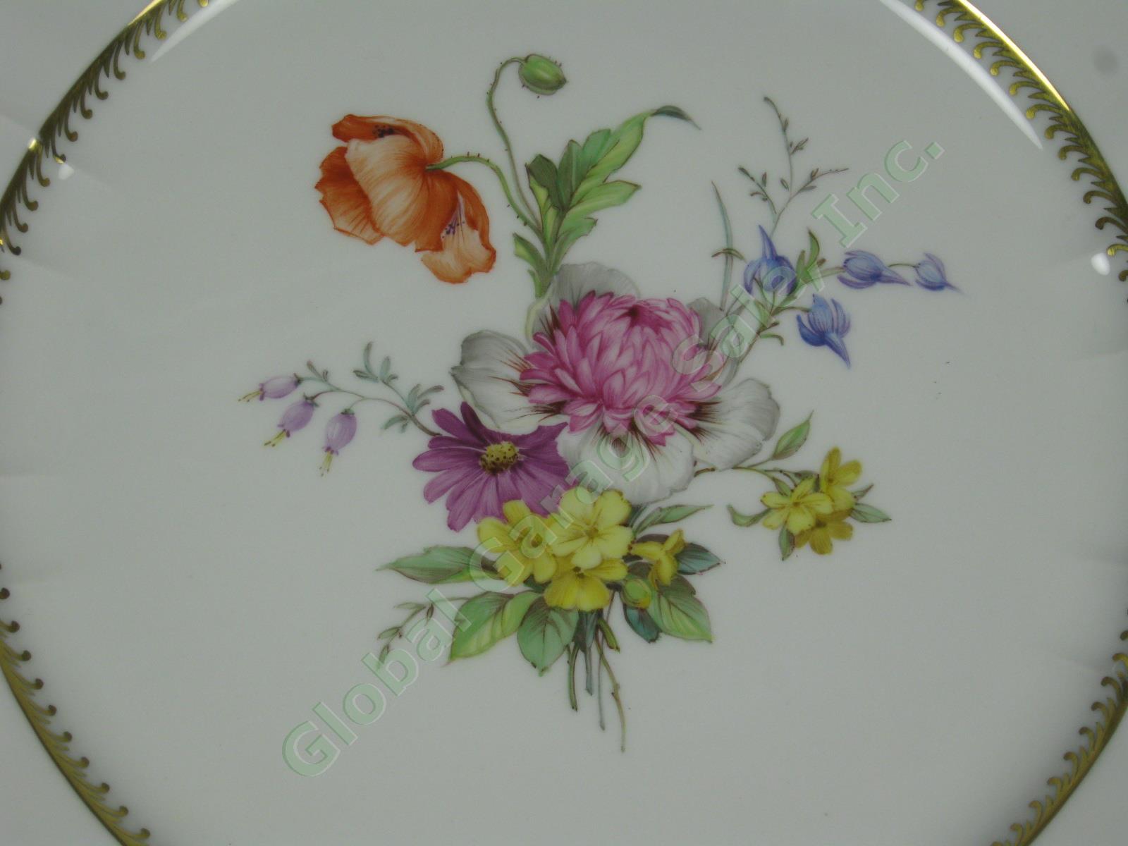 Vtg Antique KPM German Porcelain Dinner Plates Cups & Saucers Set Floral Gilt NR 2