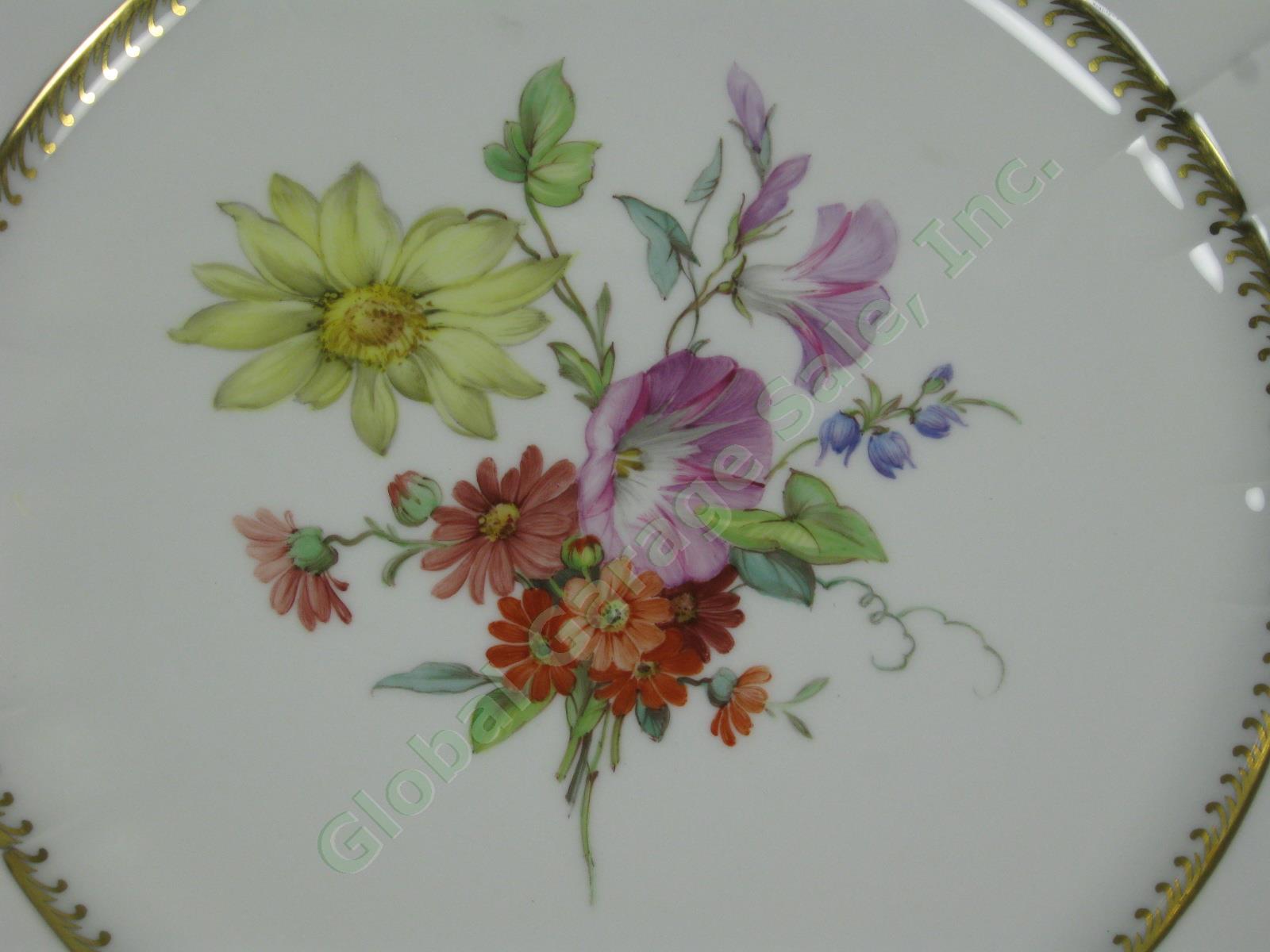 Vtg Antique KPM German Porcelain Dinner Plates Cups & Saucers Set Floral Gilt NR 4