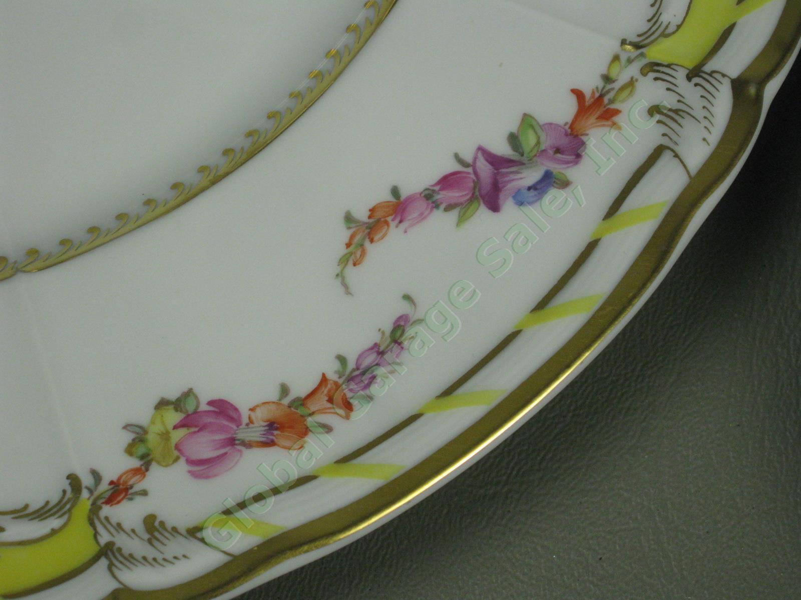 Vtg Antique KPM German Porcelain Dinner Plates Cups & Saucers Set Floral Gilt NR 6