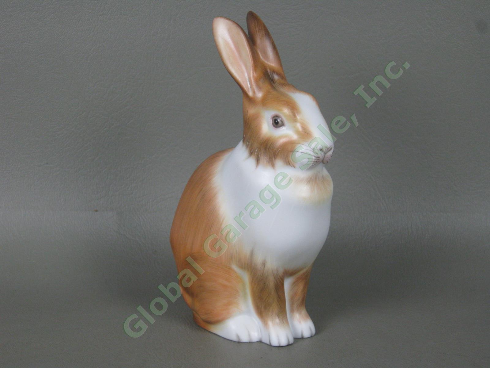 Herend Brown & White Handpainted 5.5" Porcelain Rabbit Figurine No Reserve Price