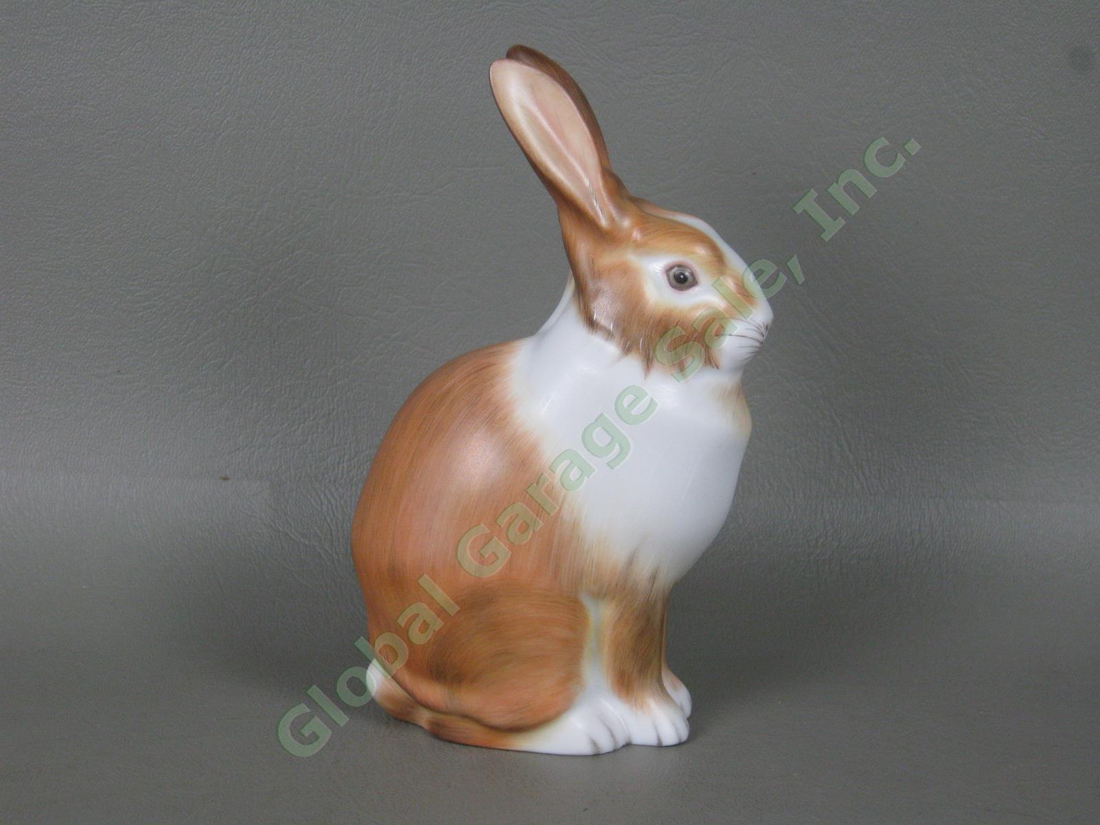 Herend Brown & White Handpainted 5.5" Porcelain Rabbit Figurine No Reserve Price 1