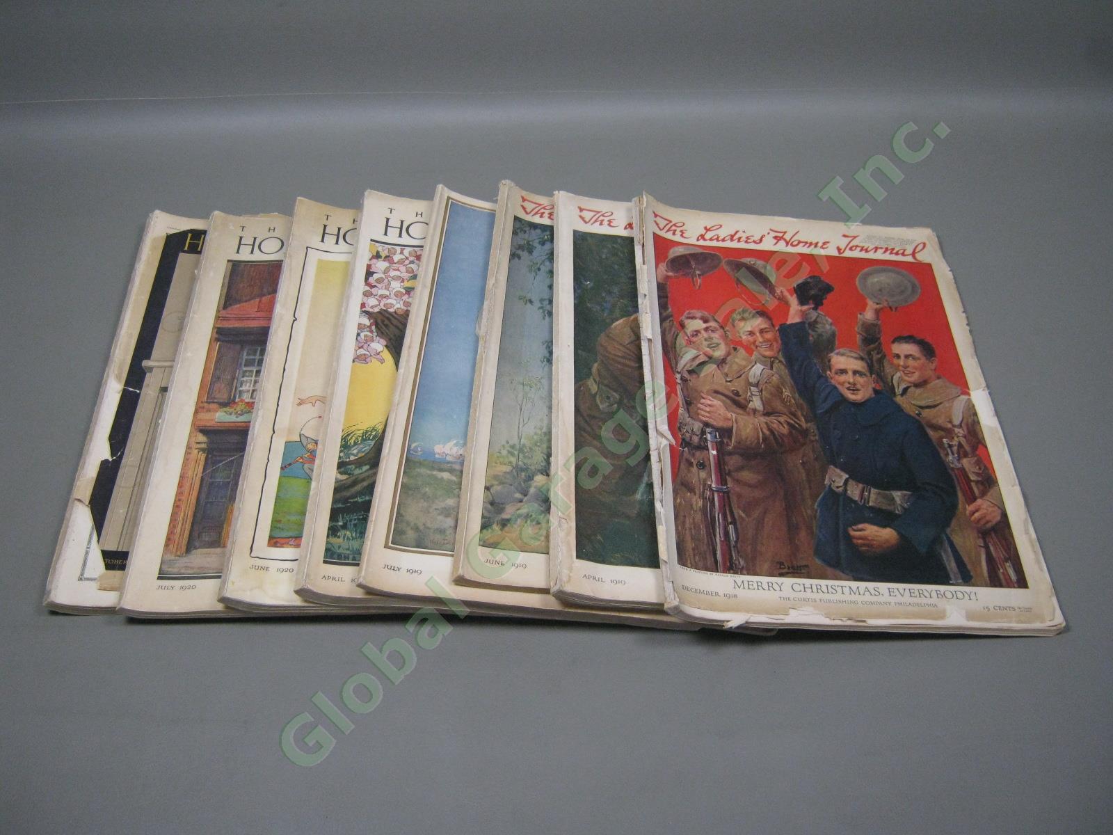 8 Vtg Antique Issues The Ladies Home Journal Magazine 1918-1920 WWII Set Lot NR!