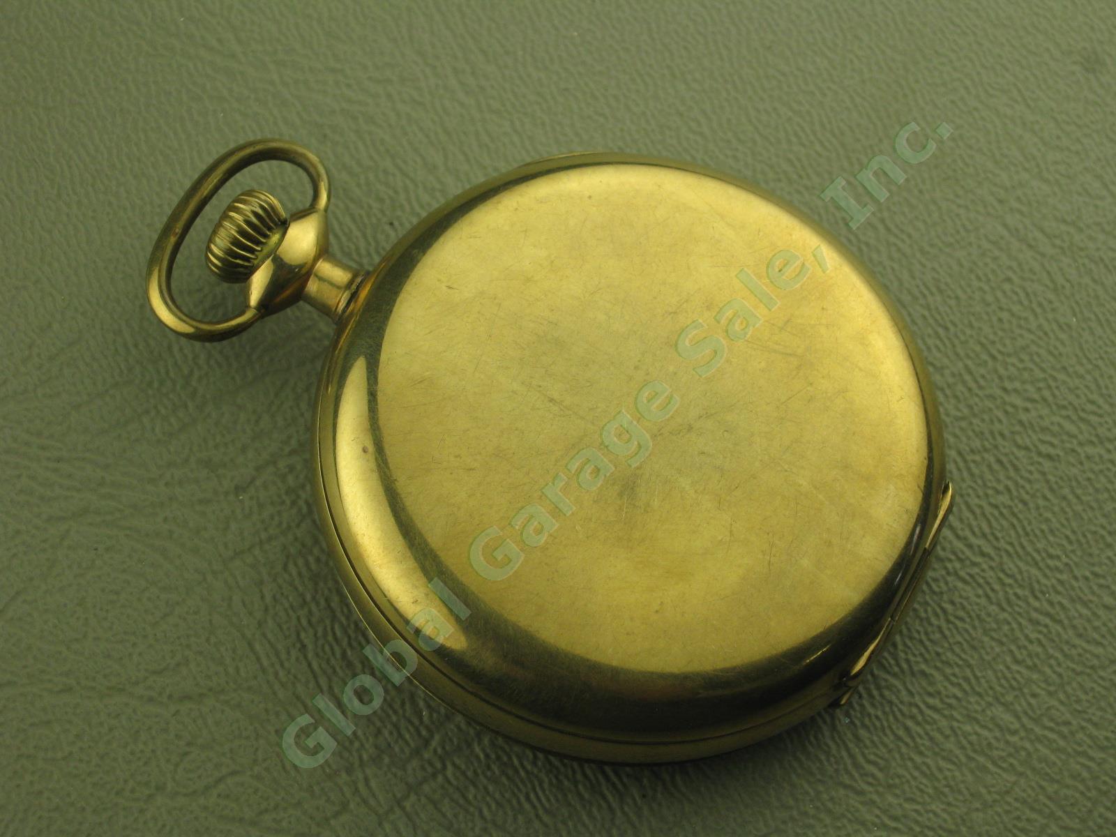 Vtg Antique Burlington 21 Jewels Yellow Gold Filled Double Roller Pocket Watch 4